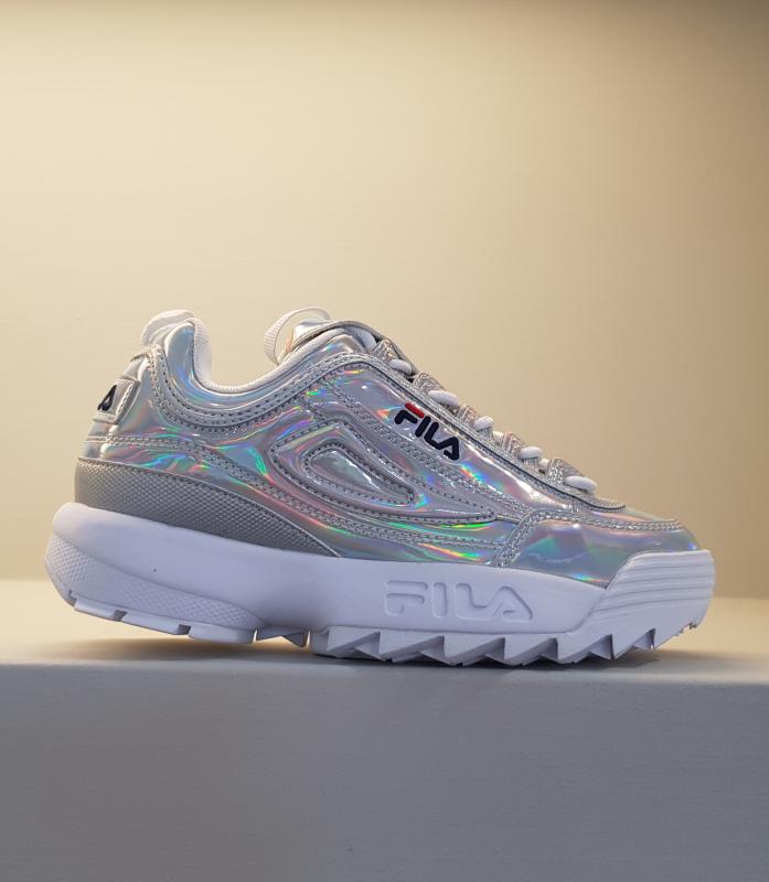 fila disruptor low silver